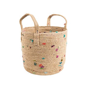 Jute and Sari Bits Basket with Handles