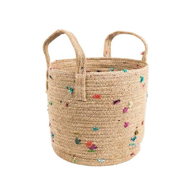 Jute and Sari Bits Basket with Handles