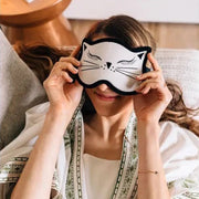 Cat Nap Velvet Sleep Mask on a model