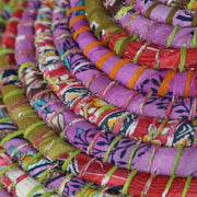 Kaisa Grass and Recycled Sari Lidded Hamper Basket detail