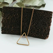 Open Mind Sliding Brass Triangle Pendant Necklace styled
