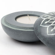 Stone Tea Light and Incense Holder open showing a tea light
