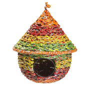 Cone Shape Multicolor Metal and Recycled Candy Wrappers Birdhouse