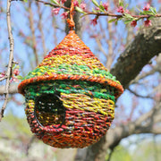 Cone Shape Multicolor Metal and Recycled Candy Wrappers Birdhouse lifestyle