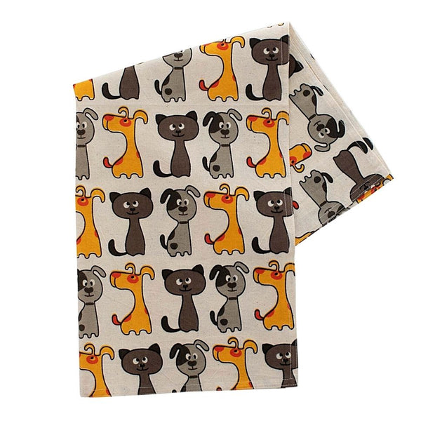 Cats and Dogs Cotton Tea Towel