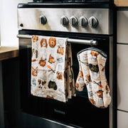 Dog Chefs Tea Towel shown with a Dog Chefs oven mitt