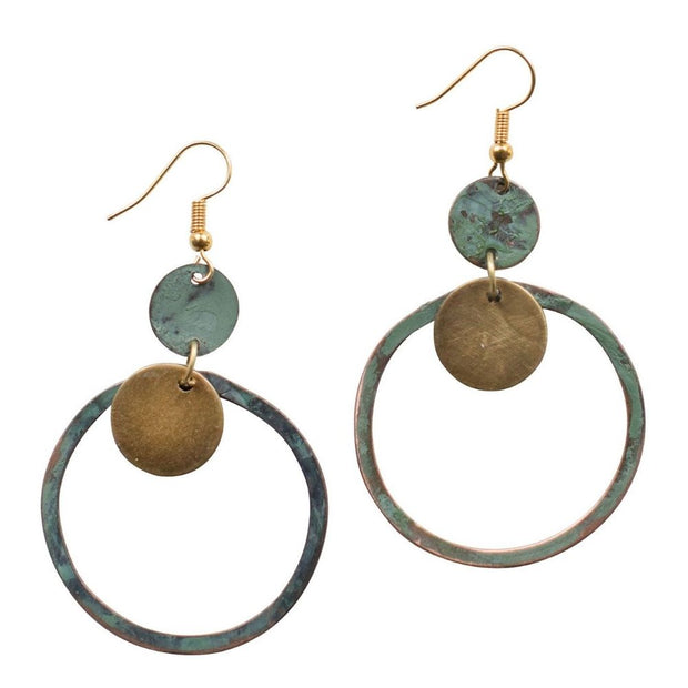Copper and Brass Opportunity Hoop Earrings