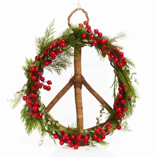 17-inch Wood and Vine Peace Wreath DIY holiday