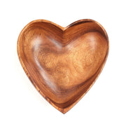 Acacia Wood Hand Carved Heart Shaped Bowl