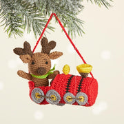 Conductor Moose Crocheted Ornament lifestyle