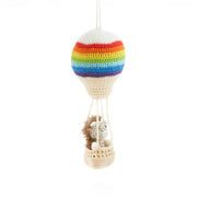 Aeronaut Hedgehog in Rainbow Hot Air Balloon Crocheted Ornament