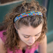 Guatemalan Fabric Criss Cross Hard Headband on model