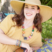 Kantha Graduated Bead Statement Necklace on model