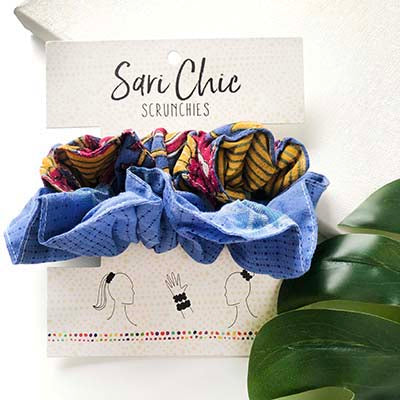 Set of Two Repurposed Sari Chic Scrunchies