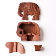Sheesham Wood Elephant Puzzle Box opened