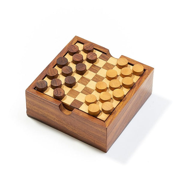 Two in One Checkers and Tic-Tac-Toe Wood Game Set