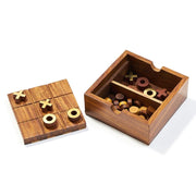Two in One Checkers and Tic-Tac-Toe Wood Game Set open