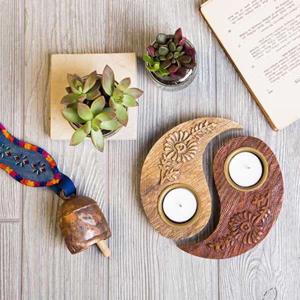 Two-piece Yin Yang Tea Light Holder lifestyle
