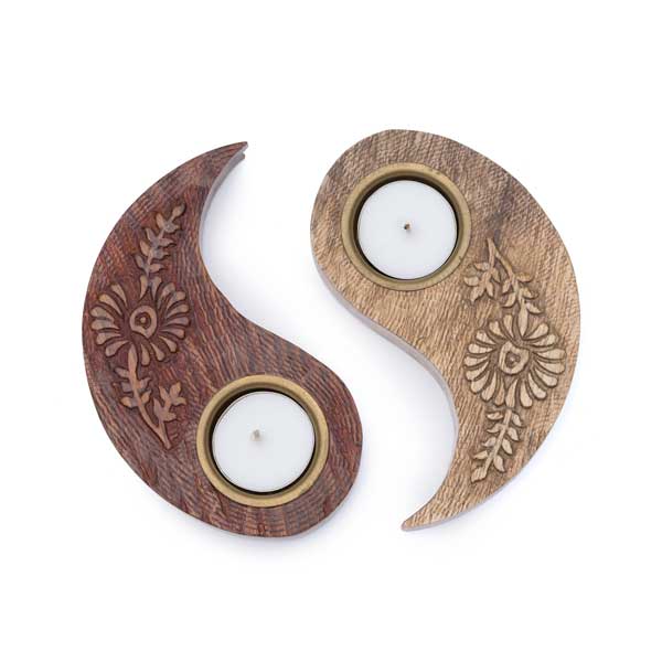 Two-piece Yin Yang Tea Light Holder separated