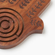 Hamsa handcrafted sheesham indian rosewood handheld labyrinth game detail