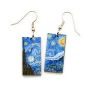 Laser Cut Art Image - Van Gogh's Starry Night Dangle Earrings