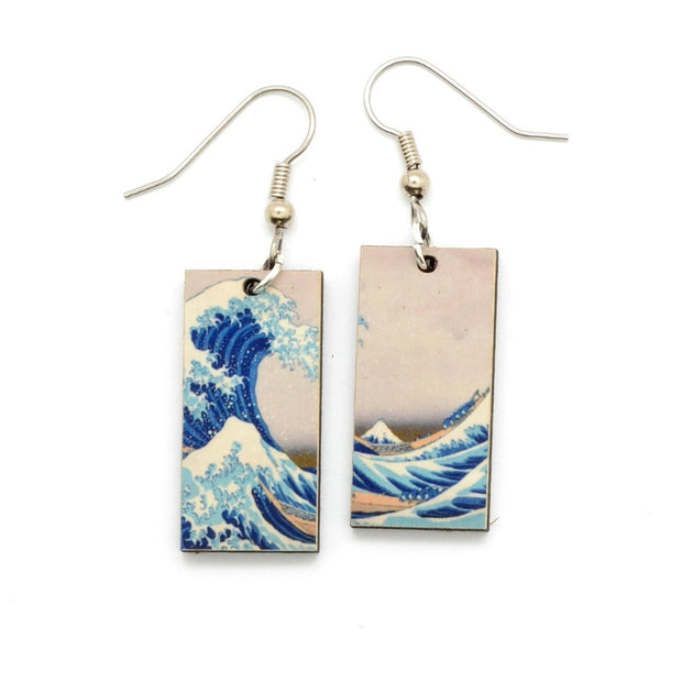 Laser Cut Art Image - Kanakawa's The Great Wave Dangle Earrings