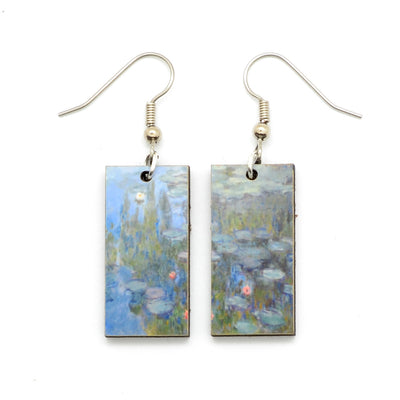 Laser Cut Art Image - Monet's Water Lilies Dangle Earrings