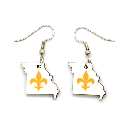 EXCLUSIVE Missouri State & Fleur de Lis Earrings - White