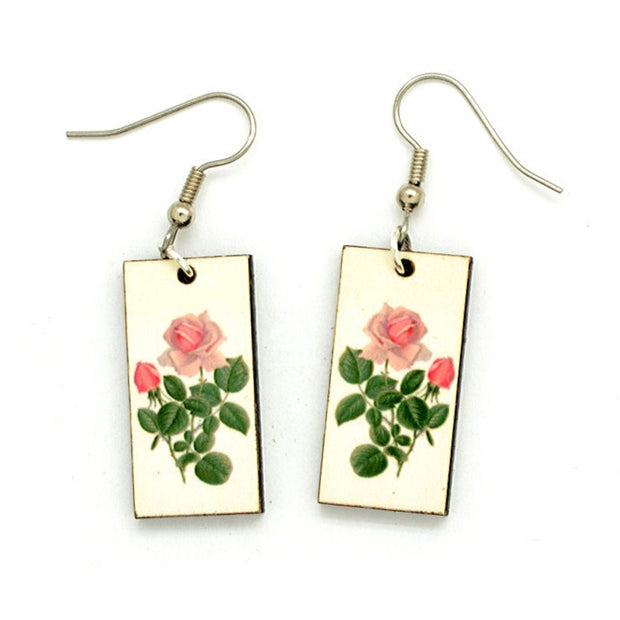 Vintage Botanical Dangle Earrings - Roses