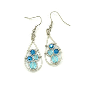 Crystal Swirl Teardrop Earrings - Blue