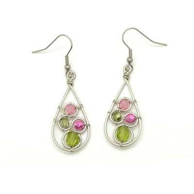 Crystal Swirl Teardrop Earrings - Green