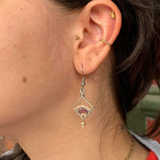 Beaded Petite Diamond Earrings on model