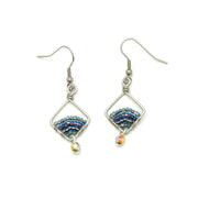 Beaded and Wire Petite Diamond Earrings - Blue