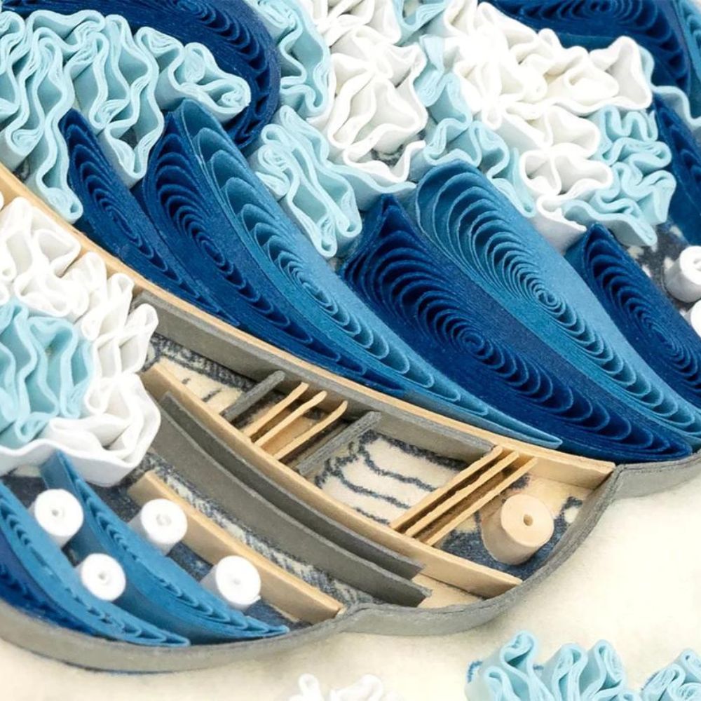Quilled The Great Wave by Hokusai Greeting Card Zee Bee Market LLC