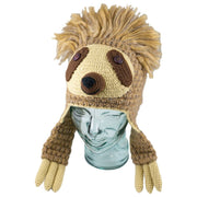 Adult Hand-knit Animal Face Hat - Sloth