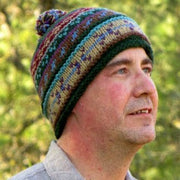 Handknit Wool Patterned Stocking Hat with lining MODEL