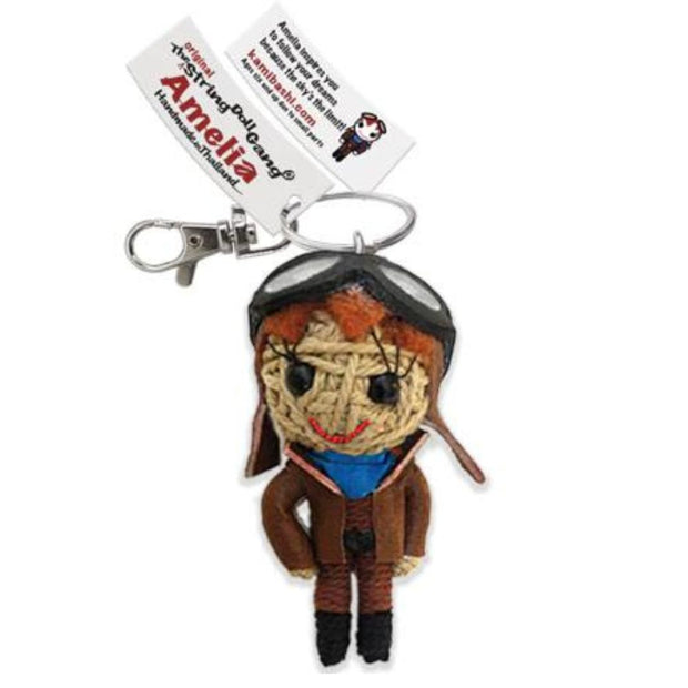 Kamibashi String Doll Keychain - Amelia Earhart with tags