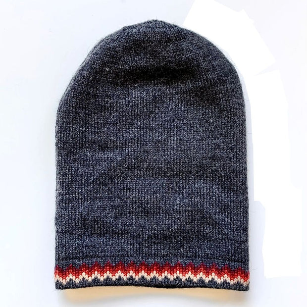 Alpaca Blend Yarn Sierra Knit Reversible Hat - Black reverse side