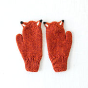 Kids Hand-knit Fox Mittens flat