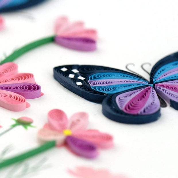 Birthday Flowers and Butterflies Quilling Card detail