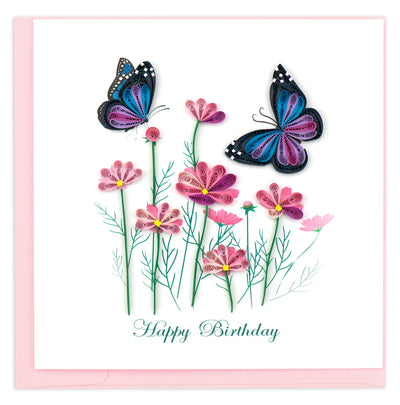 Birthday Flowers and Butterflies Quilling Card