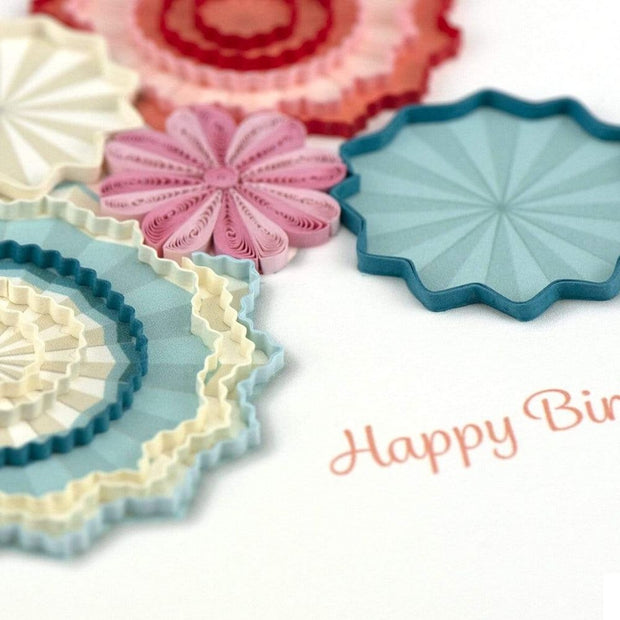 Quilled Birthday Paper Fans Card detail