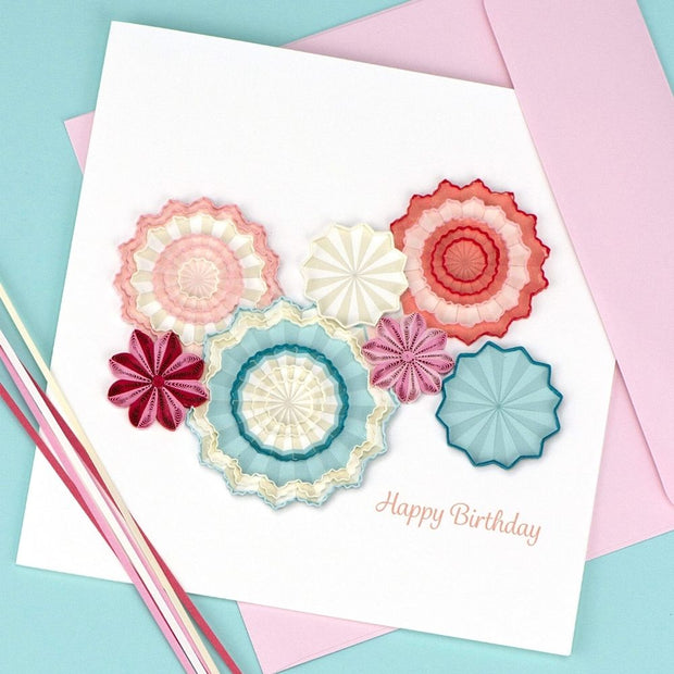 Quilled Birthday Paper Fans Card lifestyle