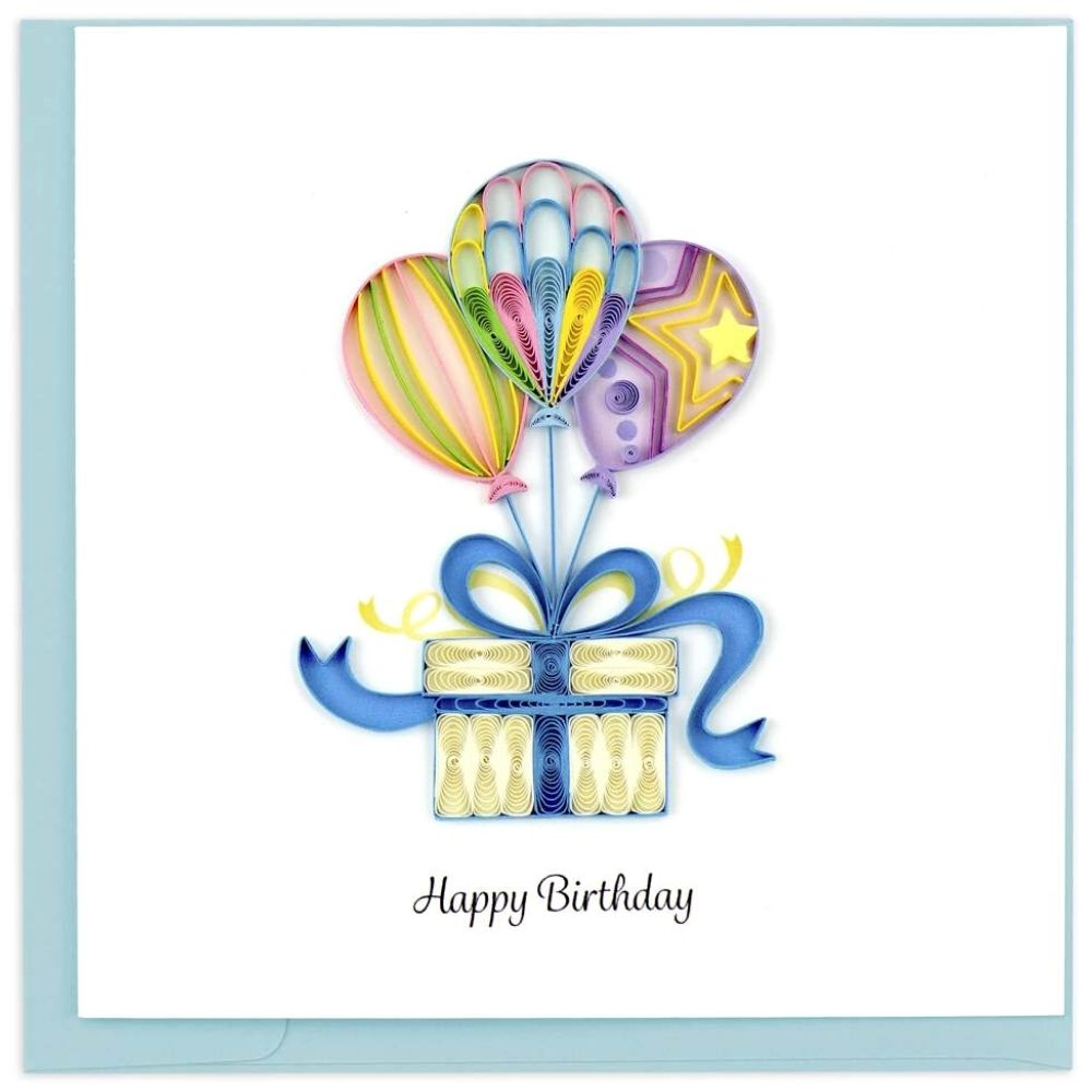 Kindred Happy Birthday Balloons Karte – 15,9x15,9 Cm, Mit Umschlag (nachhaltiger Karton)