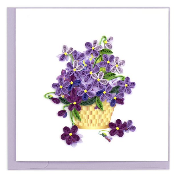 Violets in Basket Quilling Card