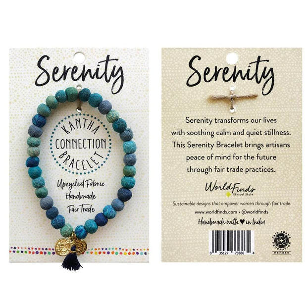 Kantha Connection Bead Bracelet - Serenity on card