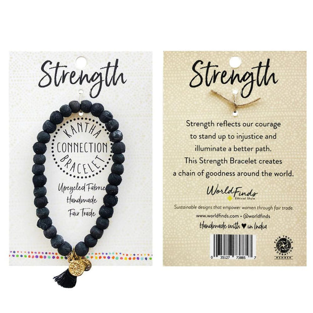 Kantha Connection Bead Bracelet - Strength on card