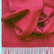 100% Baby Alpaca Fiber Throw - Solid Red Color Detail