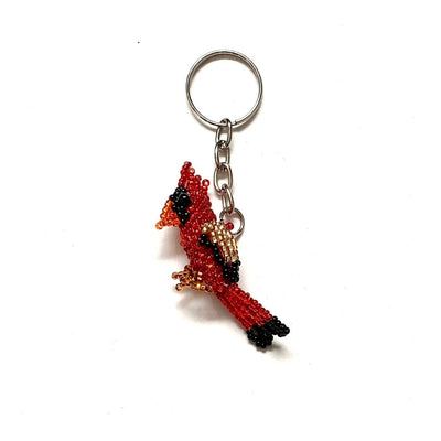 Beaded Keychain Key Ring - Red Cardinal