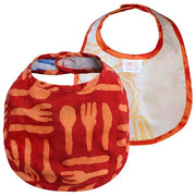 Global Mamas Hand-printed Batik Fabric Bib - Silverware Orange